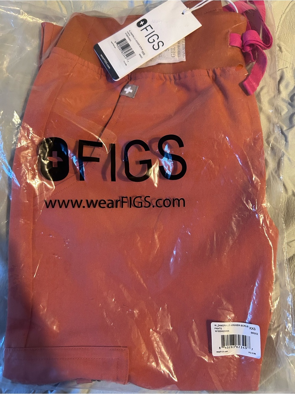 Figs Women's Trousers in Rust with Pink Drawstring